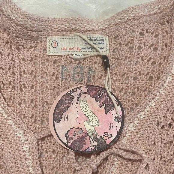 Odd Molly Blush Crochet Long Sleeve Dress